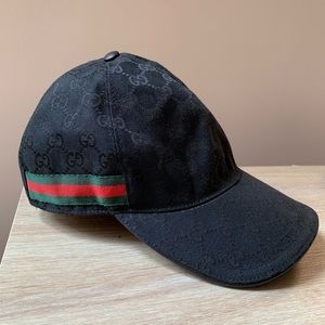 Gucci Canvas Baseball Hat in Black